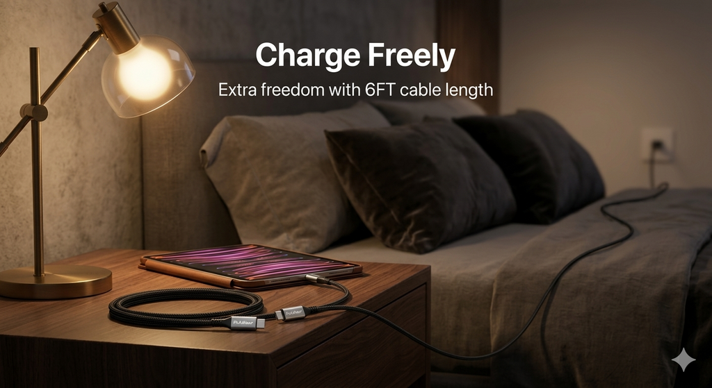 Cable de carga rápida USB-C a USB-C de 100 W | Trenzado de 6 pies, paquete de 2