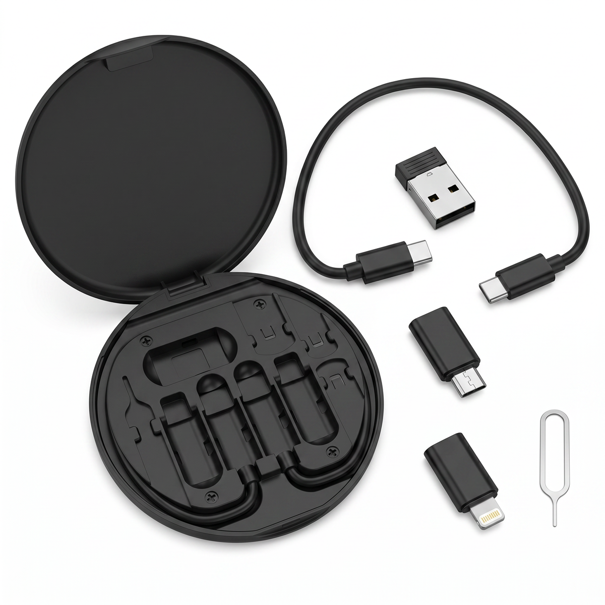 6-in-1 USB-C Adapter Kit | 60W Fast Charging Cable + SIM Case + Phone Stand
