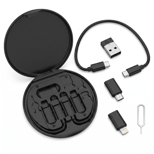 6-in-1 USB-C Adapter Kit | 60W Fast Charging Cable + SIM Case + Phone Stand