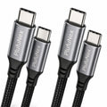 Cable de carga rápida USB-C a USB-C de 100 W | Trenzado de 6 pies, paquete de 2