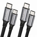 Cable de carga rápida USB-C a USB-C de 100 W | Trenzado de 6 pies, paquete de 2